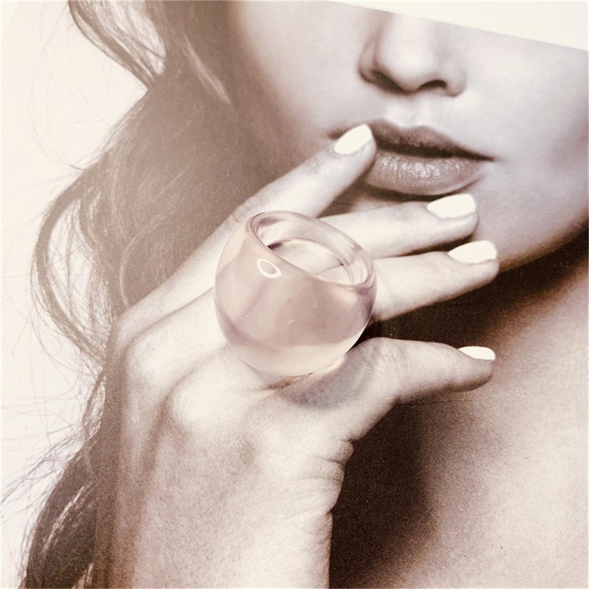 

Colorful Transparent Acrylic Rings Set For Women Fashion Transparents Geometric Resin Finger Rings Female Party Jewelry Gift