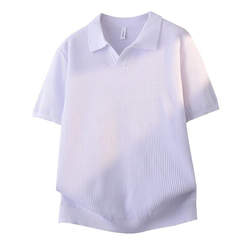 Heren Retro Stijl Korte Mouw Polo Shirt 2026 Dunne Gebreide Casual Katoenmix T-shirt Dagelijks Gebruik