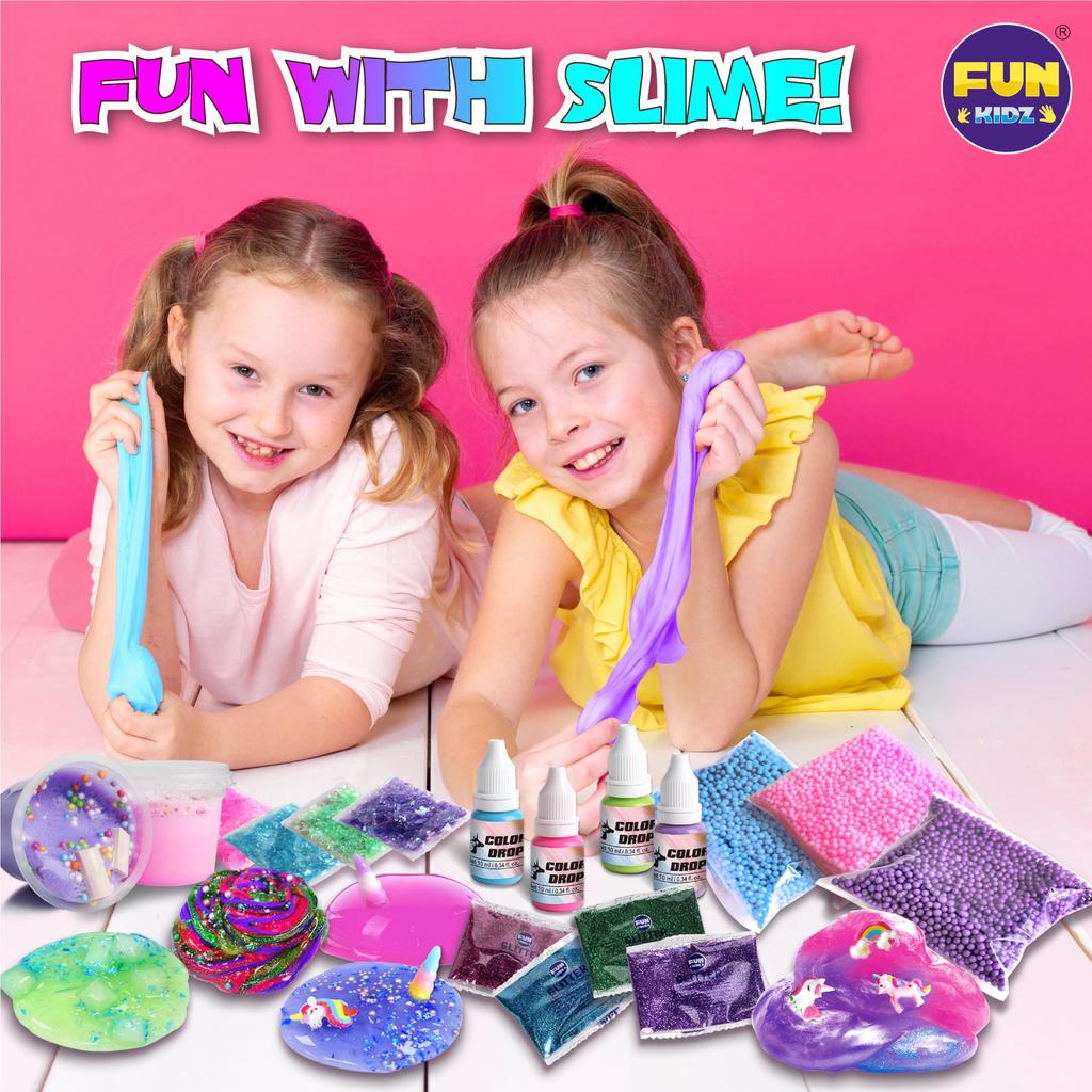 FunKidz Fluffy Unicorn Slime Kit, Cloud Slime Gift for Kids Ages 6 and Up. Fun Slime Making Kit. Great Craft Toy and Birthday Gift Idea.