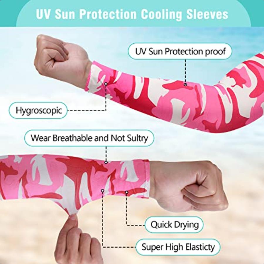 12 Pairs Cooling Arm Sleeves UV Protection Sun Sleeves for Women Men Outdoor Sports Running Golf Cycling Camouflage Pattern