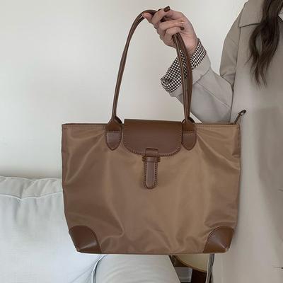 Women's Tote Contrast Nylon Canvas Casual Commuter Shoulder Bag
