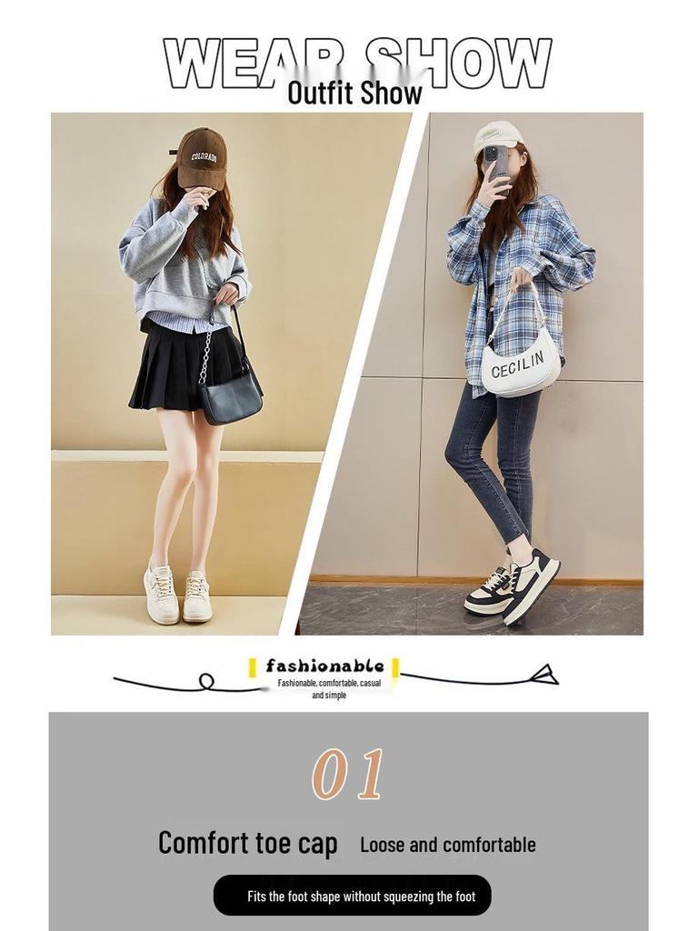 2025 Spring White Korean Style Women's Height-Boost Sneakers Q5615