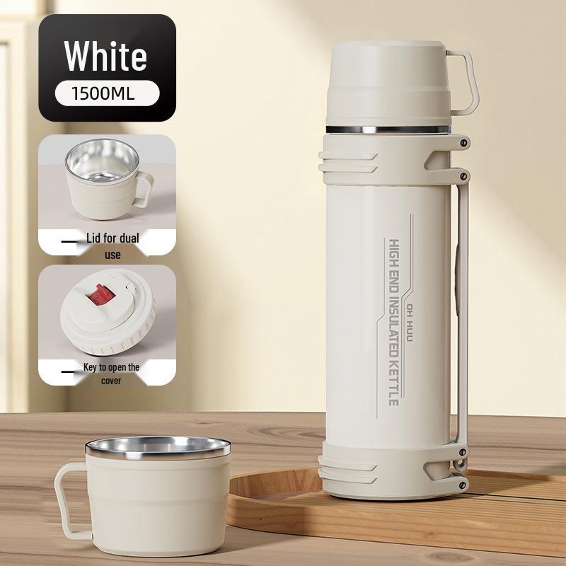 New Large Capacity 316 Stainless Steel Travel Thermos with Steel Lid - Outdoor & Car Water Bottle Cup