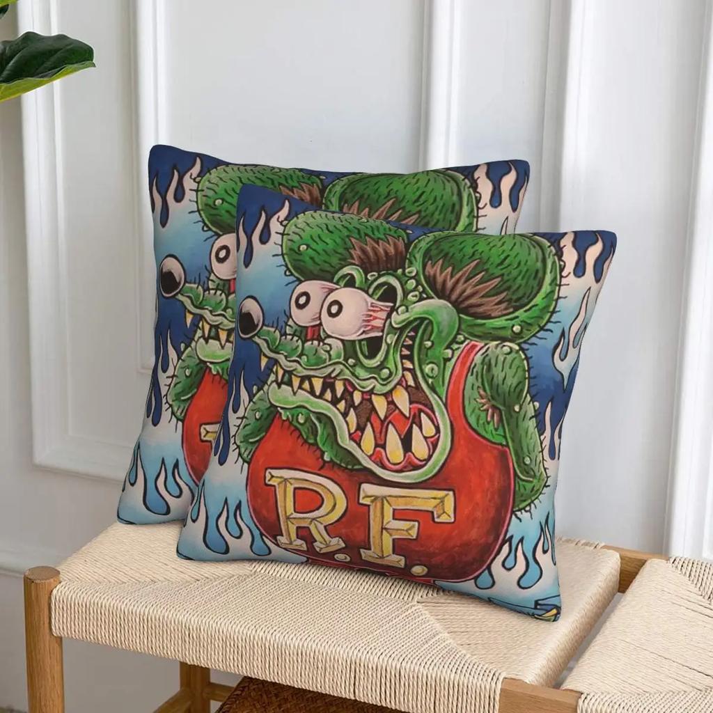Rat Fink 2 Pcs Square Pillowcase Pillow Cover Cushion Decor Comfort Throw Pillow For Home Bedroom