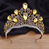 Quality Pageant Crown Headdress Royal Queen Large Water Drop Crystal Tiaras Diadem Bridal Wedding Hair Jewelry Bride Accessories