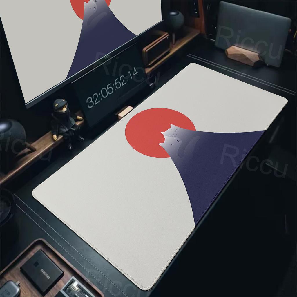 Cute Japan Cat Moon MousePad Gamer Computer Keyboard Large Desk Mats Home Office Laptop Non-Slip Mousepads Gaming Accessories