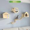 Wooden Cat House Elevated Bed for Cats Wall Mounted Kitten Villa Climbing Shelf for Pets Floating Shelves for Sleeping