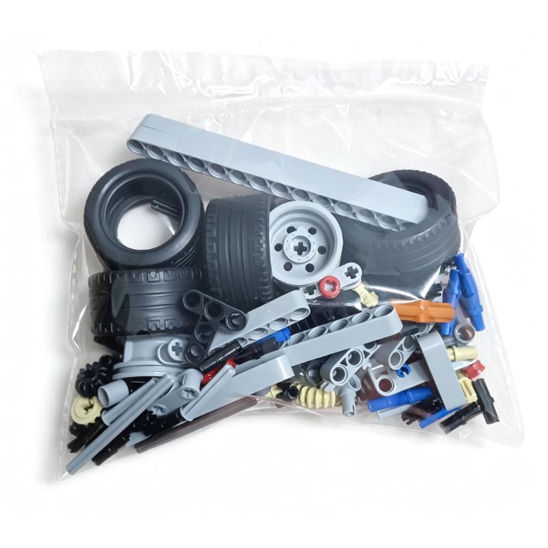 assembly building block toy car chassis assembled and modified with rear-wheel drive steering differential components