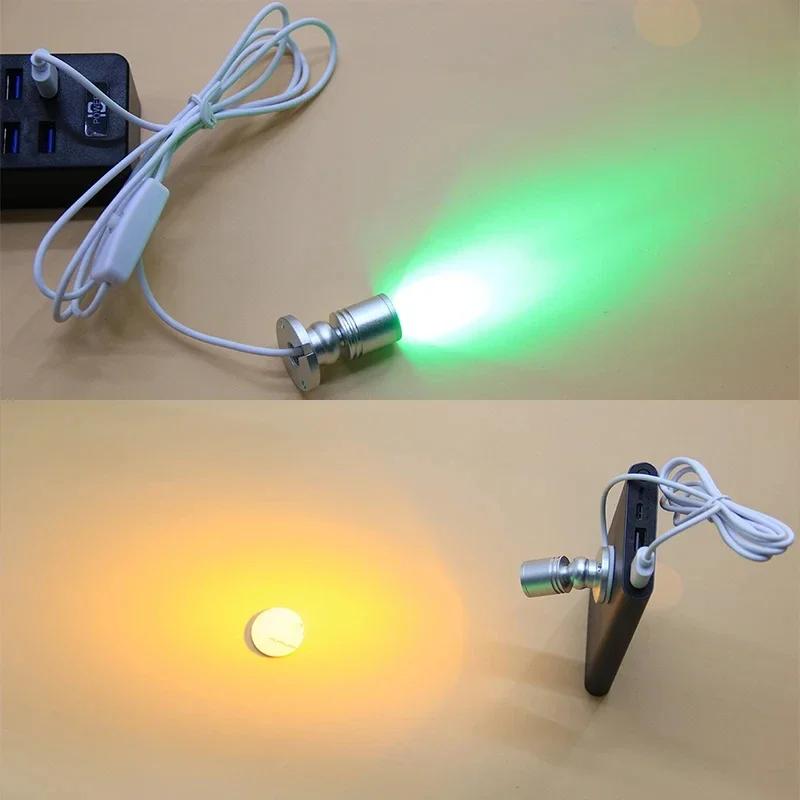 Spotlight USB 5V Led 3W Jewelry Cabinet Showcase Mini Spot Bench Lamp Ceiling Light Switch USB Interface Natural white Red Blue