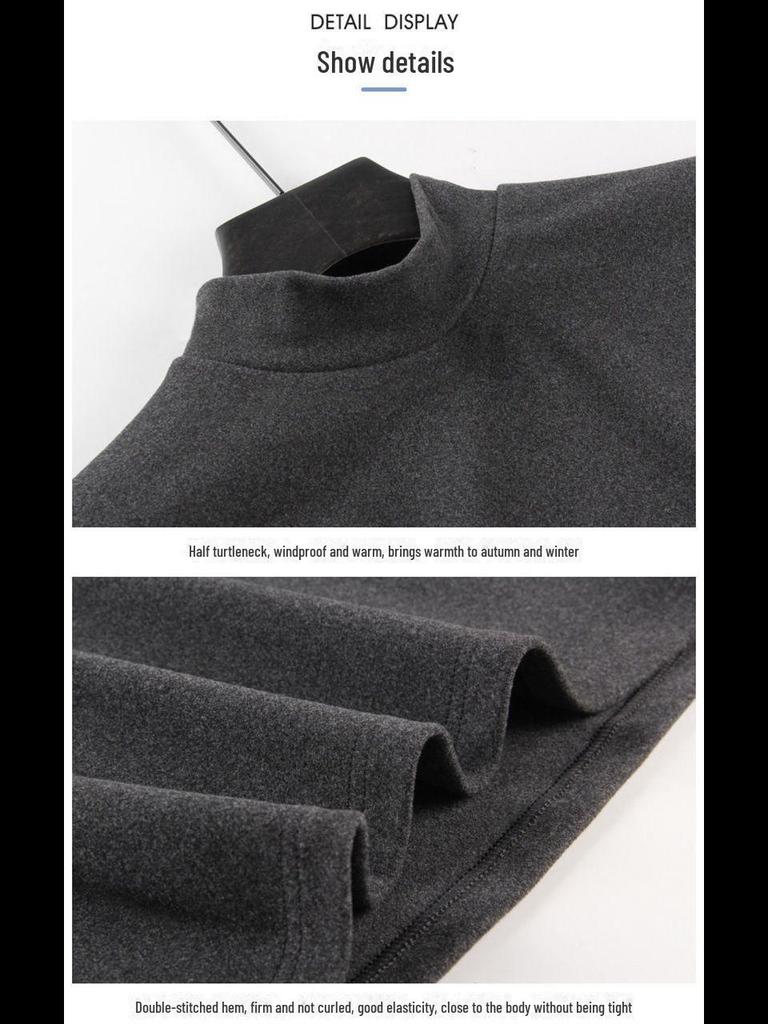 Men's Double-Sided German Velvet Long-Sleeve High-Collar Thermal Tee