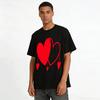 Romantic Heart Print Couple Style Casual Versatile Crewneck Top Pure cotton T-shirt