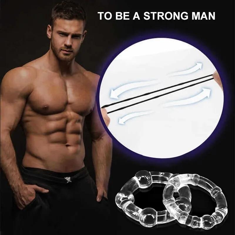 3PCS Anneaux péniens Cristal Retard Cockring Silicone Bdsm Bondage Accessoires érotiques Prostate Jouets sexuels pour adultes pour hommes Chasteté masculine
