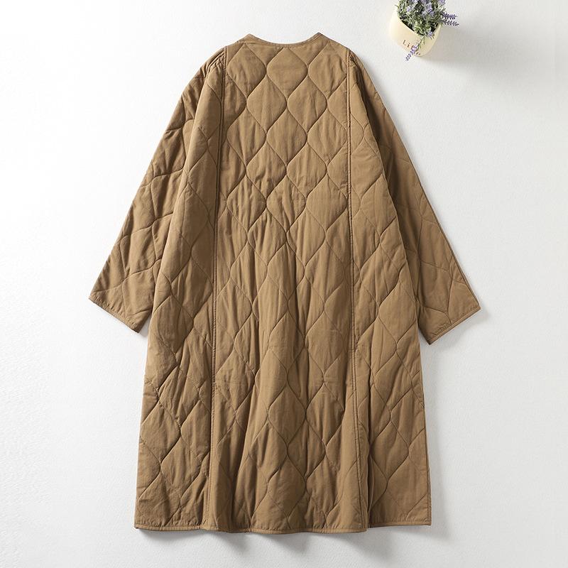 Oversized Women Parkas Collarless Long Sleeve Single Breasted Winter Coat Thick Warm Outerwear Overcoat