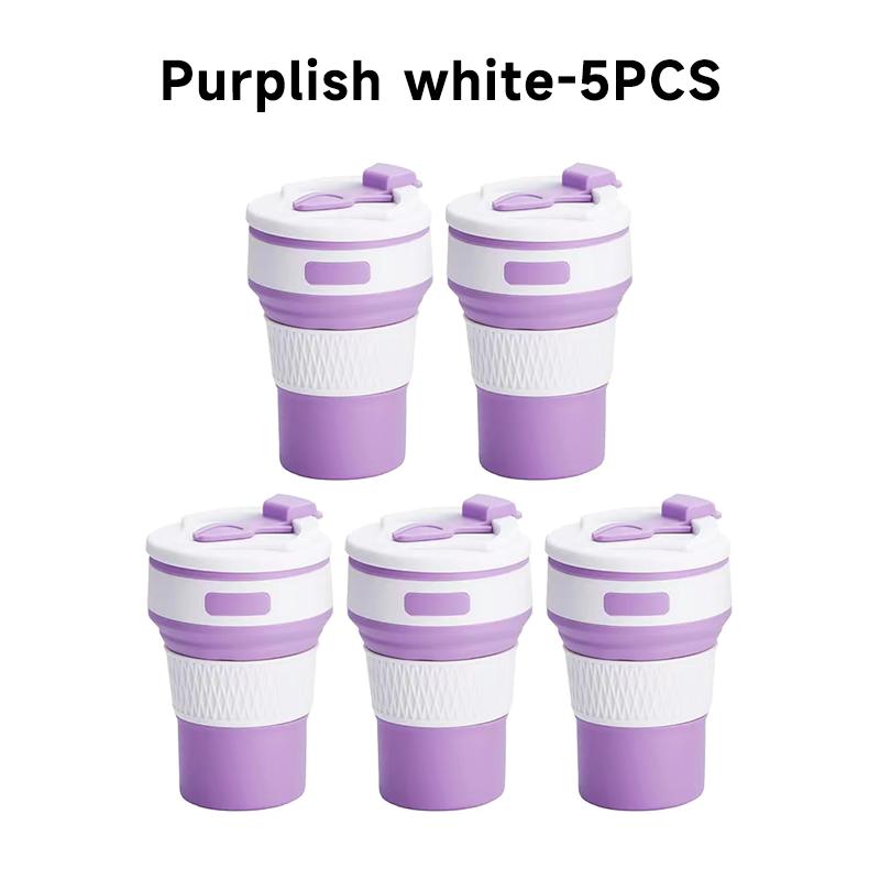 350ML/500ML Silicone Folding Cup Collapsible Mug With Cover Coffee Travel Outdoors Portable Water Drinking Tea Cups