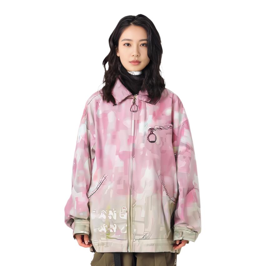 Li-Ning Badfive Tie-Dye Loose Sports Jacket Women Jackets Pink Apricot AFDR380-2