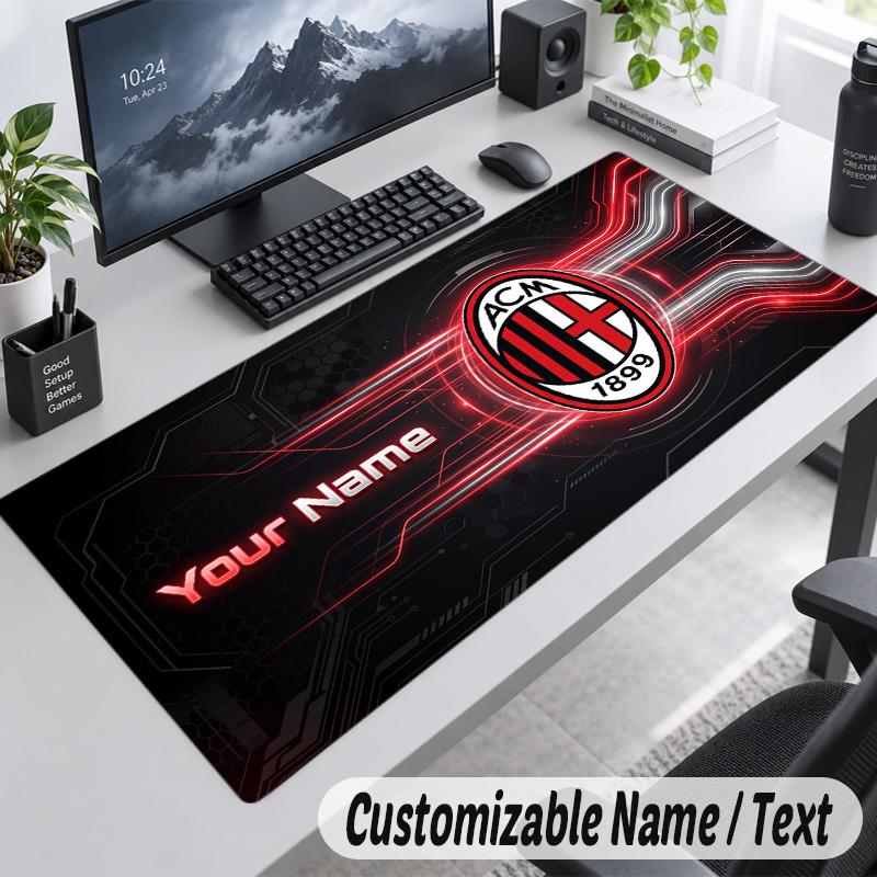 Custom Name Text Mouse Pad AC Milan Personalized Desk Pad For Work And Gaming