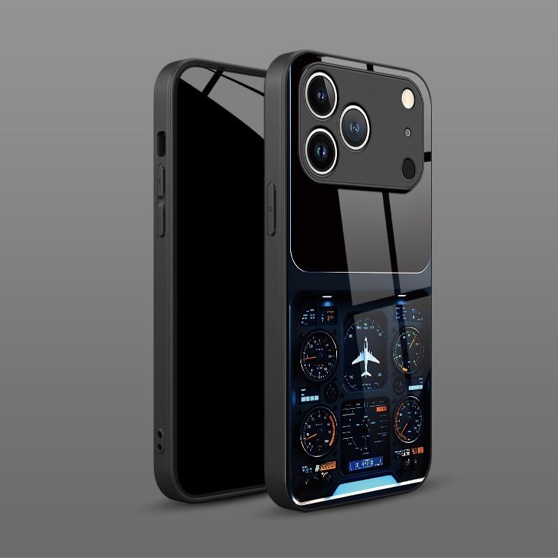 Aircraft Instrument Tempered Glass Case for iPhone 17 Pro Max 16 15 14 13 12 11 Pro Max 16E 17Air X XR XS 7 8 Plus SE2 Cover