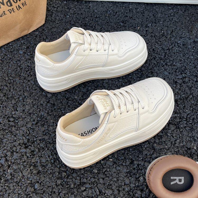 Leather Little White Shoes Women's Spring and Autumn 2025 New Models with Skirts Versatile Thick-soled Casual Breathable Foreign Air Board Shoes Women