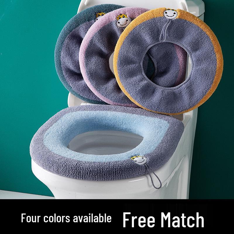 Universal Plush Velvet Winter Toilet Seat Cover & Cushion Ring