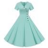 IHUASU Modne letnie wiosenne jednokolorowe drukowane sukienki casual z krótkim rękawem i dekoltem V