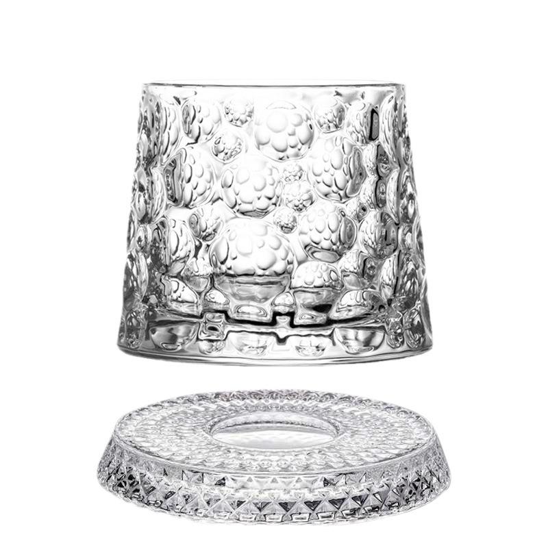 280ML Rotating Whiskey Glass Creative Crystal Premium Beer Cup Str Relief Liquor Cup With Base Straight Drink Mold Wine Glass