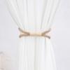 Magnetic Curtain Tieback, Cotton Linen Rope Curtain Holdback with Wood Buckle for Drapes, Decorative Tie Backs for Bedroom, Boho Room, Nursery,