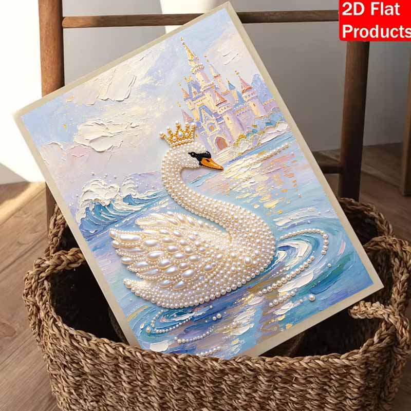 Swan pearl painting handmade DIY 5D creative ornaments living room home decoration paintingelegant princess swan castle design