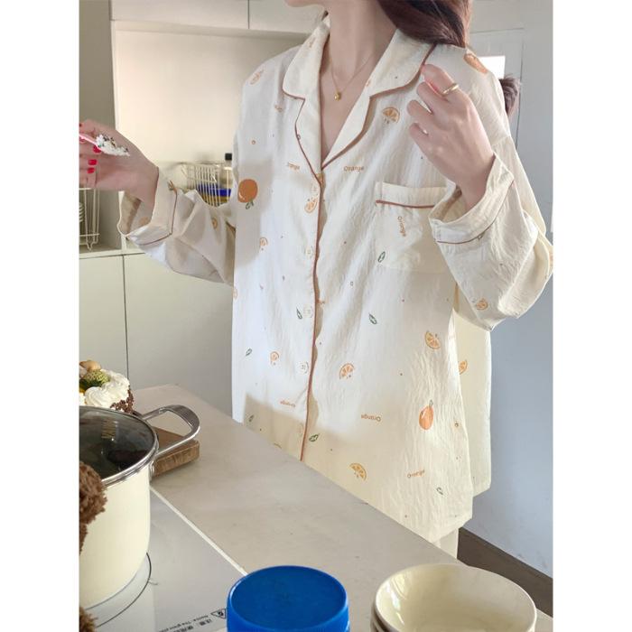 Cotton Material Spring and Autumn Sweet Home Collection Cloud Cotton Pajamas Womens Long Sleeved Charming Cartoon Milk Home