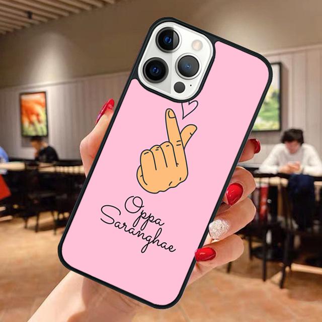 Cute Korean Saranghae I love you Phone Case For iPhone 17 Air 14 15 16 13 12 Max Cover For Apple 11 Pro Max Plus Coque