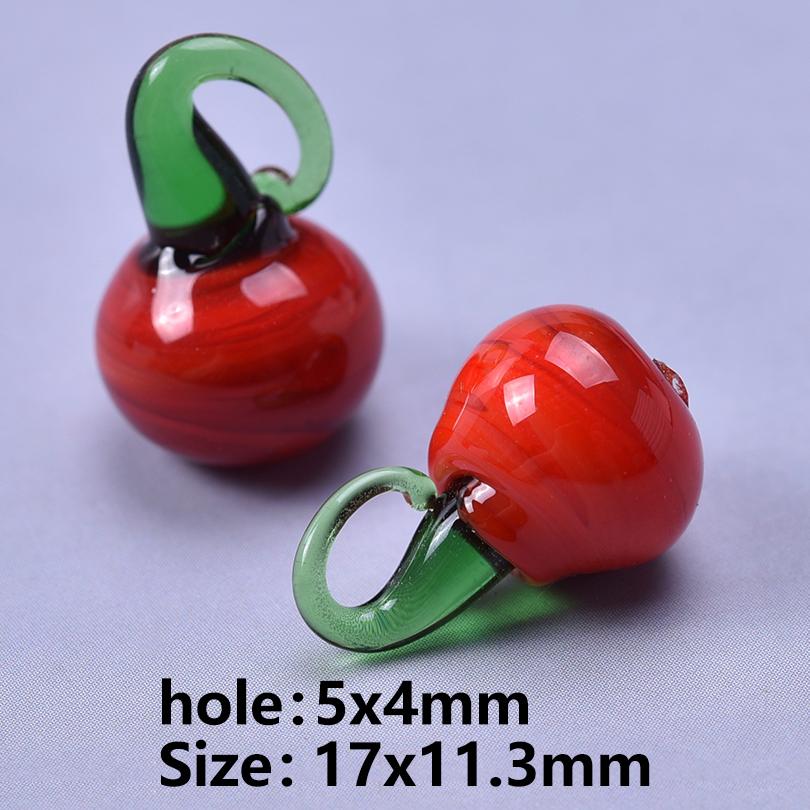 15pcs Mixed Glass Pepper Cherry Cabbage Pendants For Jewelry Making Supplies Red Apple Fruit Charm Pendant DIY Keychain Material