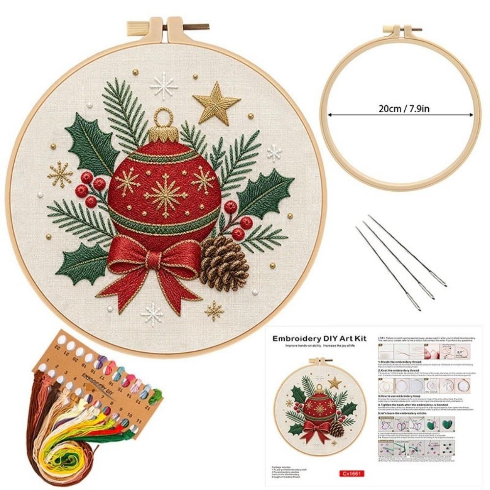 Santa Claus Christmas Embroidery Kit Handmade DIY Embroidery Kit Xmas Embroidery Craft Set  Indoor