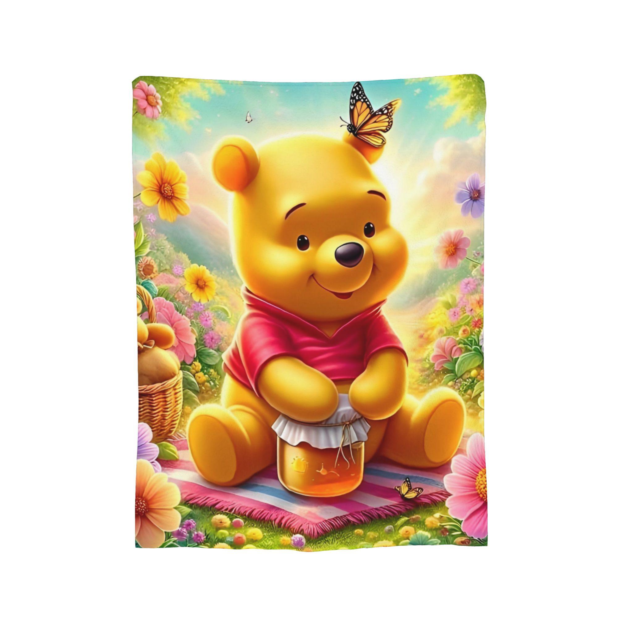 

Winnie the Pooh Knitted Blankets Flannel Throw Blanket Summer Air Conditioning Personalised Soft Warm Bedsprea, 130x150cm