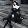 Halloween nun cos costume sexy dress virgin mary priest role dress up prom costume
