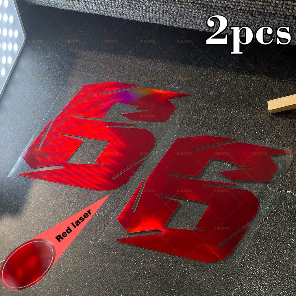 2 Stück Roter Laser Motorradnummer Aufkleber Wasserdicht für Motorradhelm Verkleidung Kraftstofftank Roller Karosserie Universelle Vinyl Aufkleber