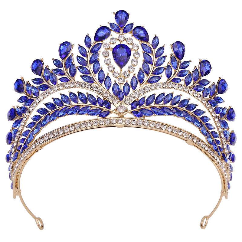 Royal Queen Green Crown Big Diadem Bride Tiara Crowns for Women Bridal Wedding Party Crown Hair Dress Jewelry Accessories