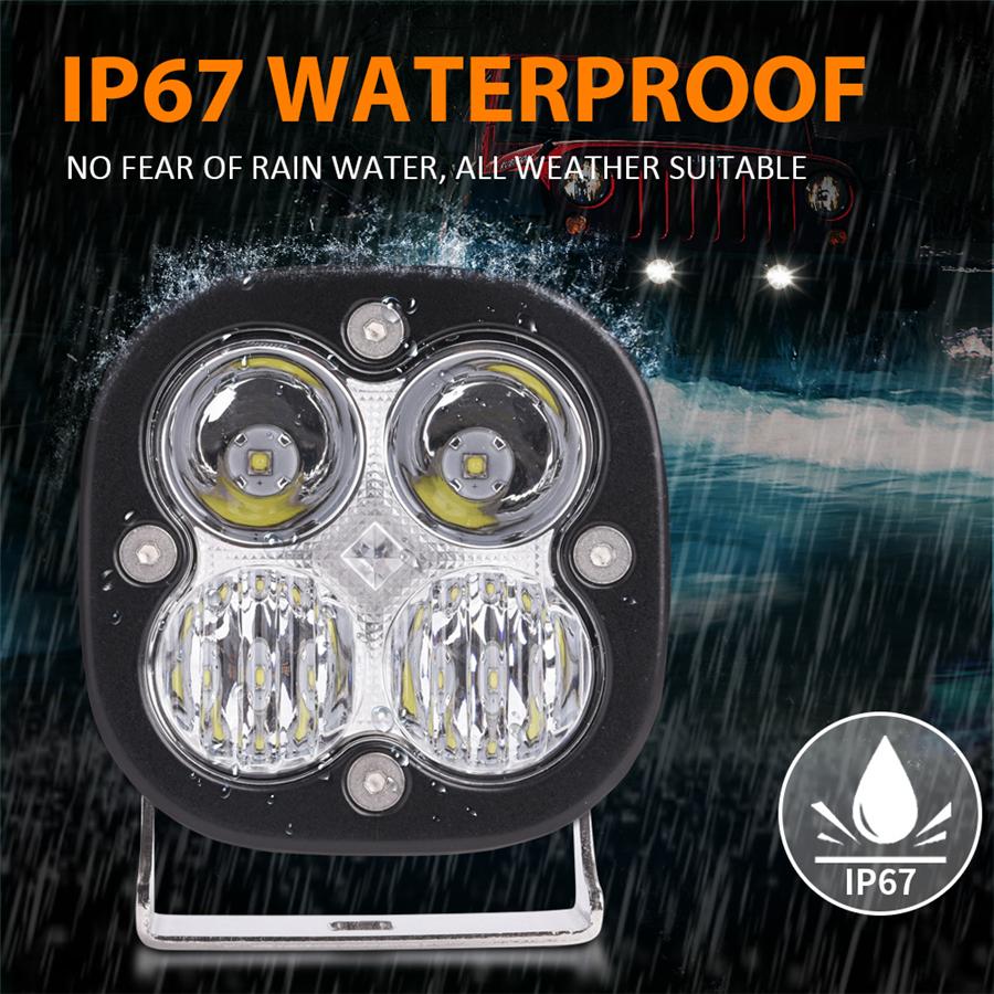 2pcs 3.1" 80W LED Work Light Bar Combo Off Road Driving Fog Lamp Super Bright 8000LM LED Work Light for Truck Car ATV SUV ATV