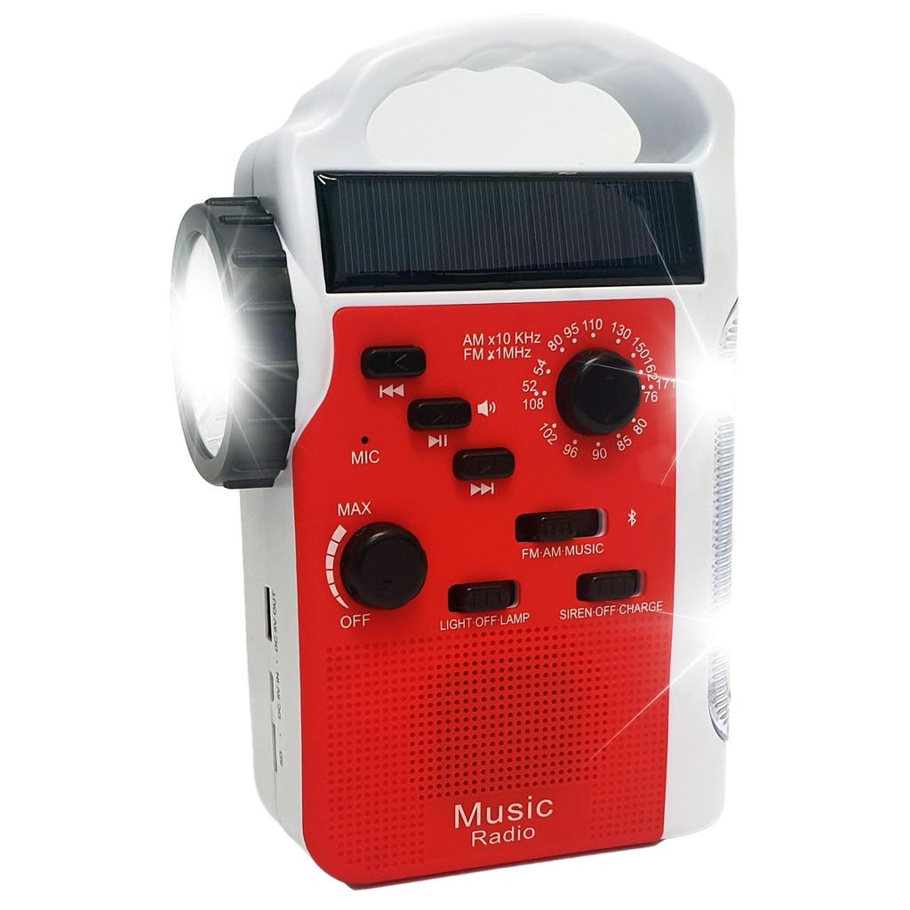 SAFETY PLUS Emergency Radio, Flashlight, LED Light, Rechargeable, Solar Charging, Hand Crank Charging, AA Batteries, Emergency Supplies