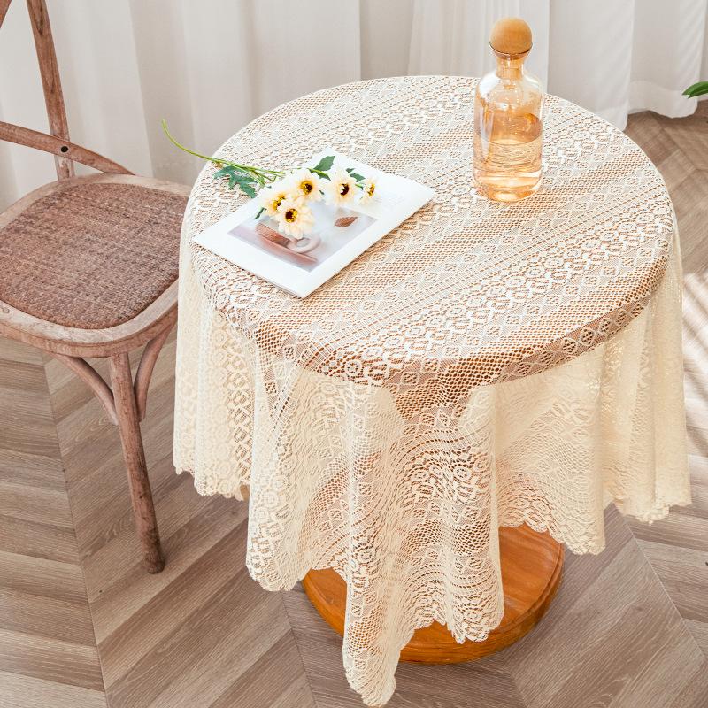 Wave Lace Hollow Tablecloth French Pastoral Piano Dust Cover Cloth Vintage Art Restaurant Decorative Cover for Home Parties Taplak Meja Cutwork