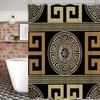 Elegantní řecký klíč sprchový závěs: Přijměte klasický zlatý design, měkkou látku a nadčasovou atmosféru pro vaši luxusní koupelnu