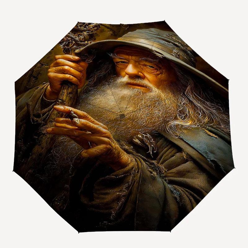 1pc wizard hat magic staff Automatic Folding Umbrella - Compact 8-Rib Design, Durable Plastic & Iron1330L