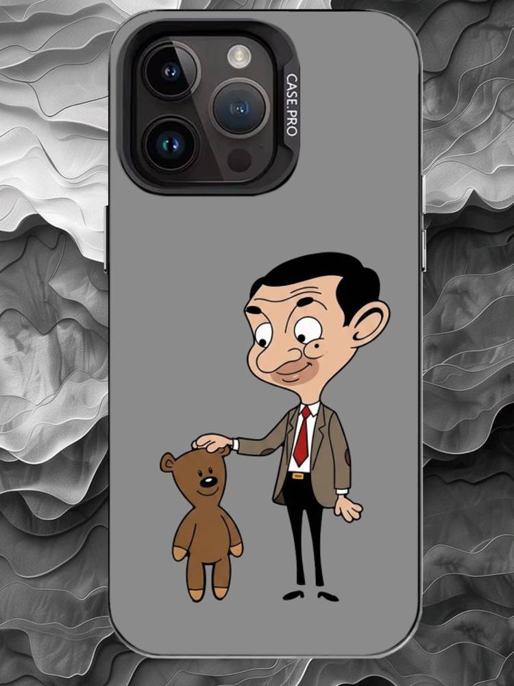 M-Mr. Bean Phone Case For iPhone 17 16 15 14 13 12 11 Pro Max Plus Silver Matte Black Cover