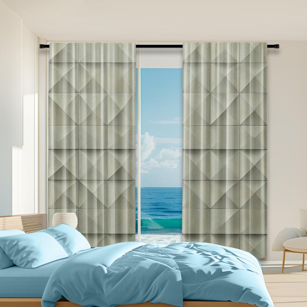 

2 pcs, versatile polyester transparent curtains for home decoration Geometric Rhombus for use in bedrooms and living rooms 29x65in(75x166cm)