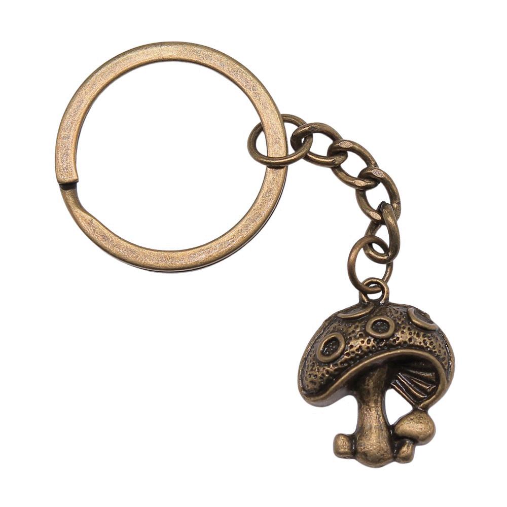 Pendants Mushroom Charm Branch Keychain Leaf Key Ring 28mm