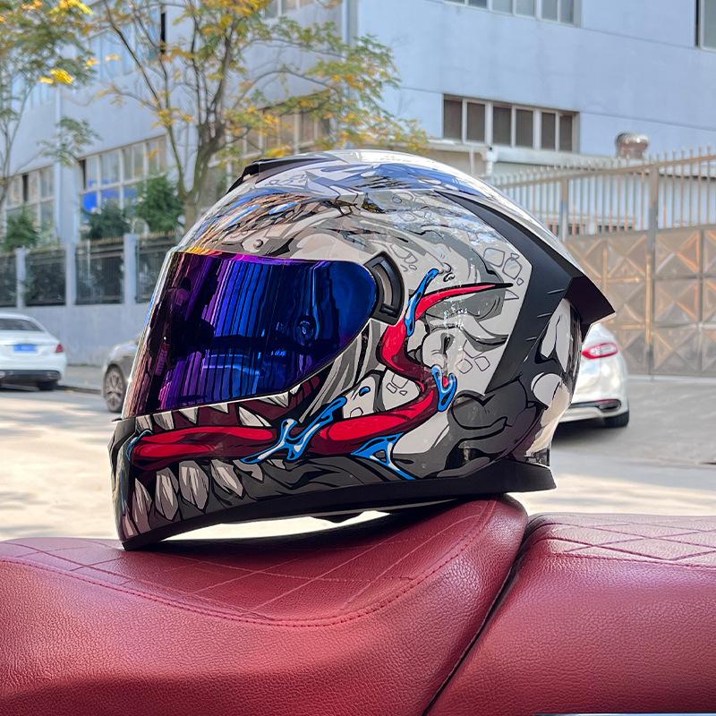 Imitation Street Car Helmet Men's Motorcycle 3C Electric Vehicle Full Helmet Autumn and Winter Knight Double Mirror Riding