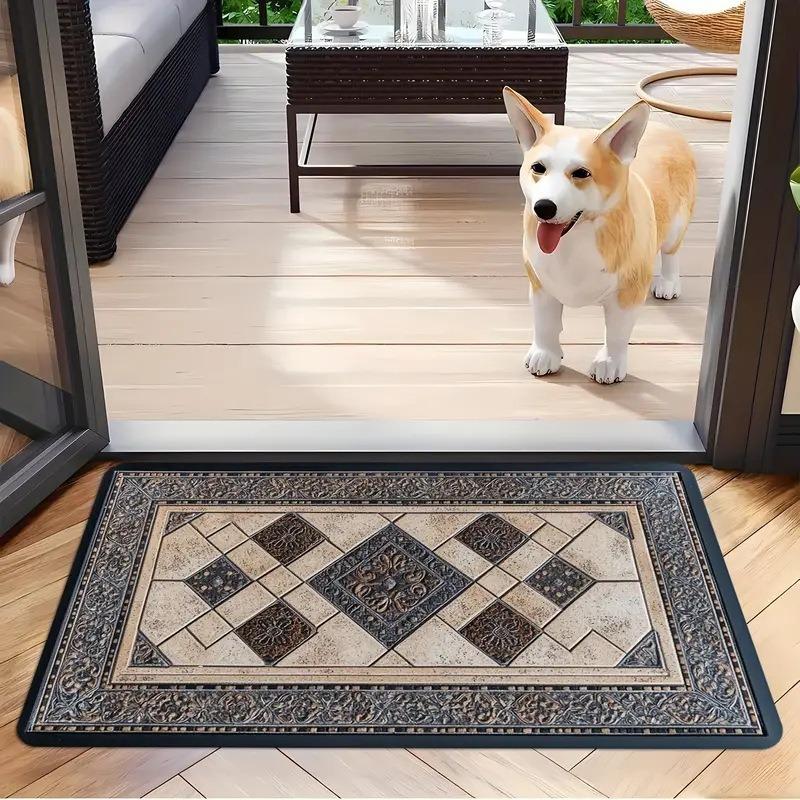 Simulation Print Modern Entrance Carpet Non-Slip Door Mat For Home Decoration Durable Easy Clean Indoor Outdoor Festive Decor