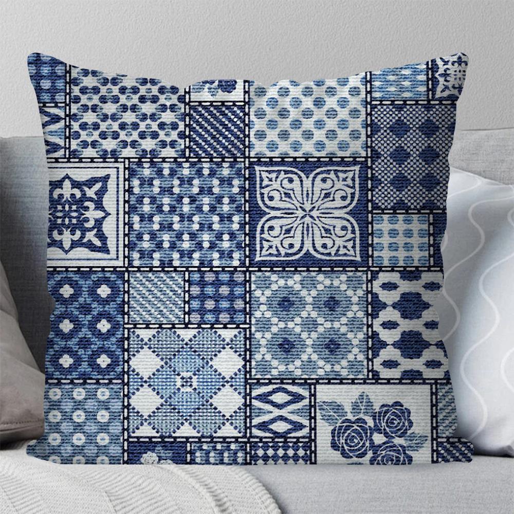 1 Stück Böhmische Blumenmuster Kissenbezug Quadratisches Kissen Schlafzimmer Sofa Freizeit Komfort Kissen Auto Wohnzimmer Heimdekoration 40X40