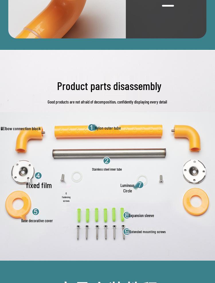 Stainless Steel Bathroom Handrail for Disabled, Elderly, and Pregnant Women