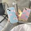 Ins Koreanische 3d Rosa Blaue Schleife Gitter Weiche Telefon Fall Für Iphone 14 12 11 13 Pro Max 11 12 13 14 schöne Mädchen Schützende Rückseite Abdeckung