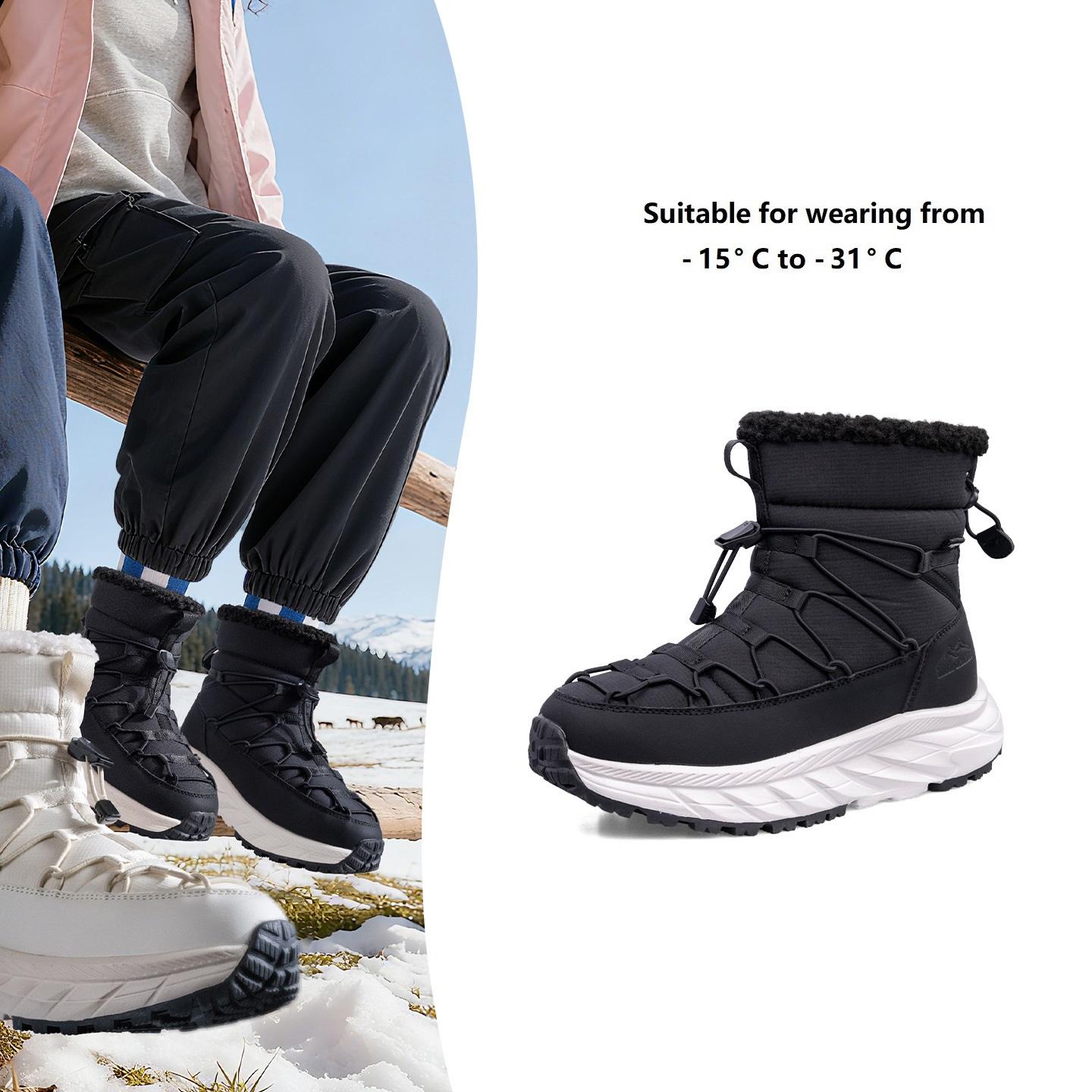 

Женские зимние сапоги, толстые и теплые хлопковые ботинки с добавлением флиса, короткое голенище, красочные водонепроницаемые и противоскользящие ботинки для снега 41 чёрный