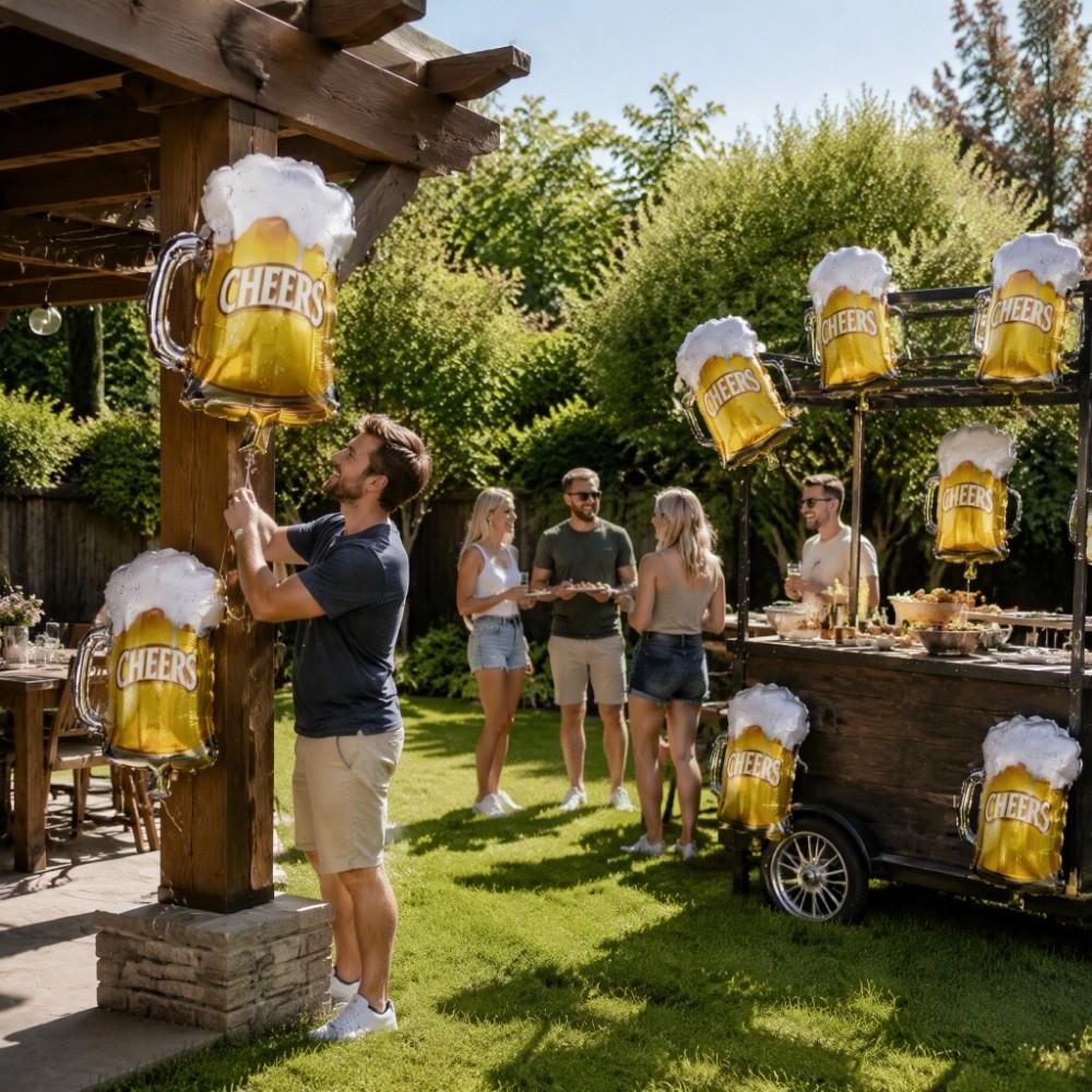 20 Pcs Large Size Beer Mug Balloon Aluminum Foil Foil Balloon Beer Balloon Background Decoration